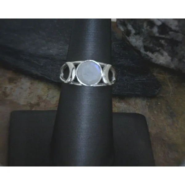 Sterling Trimoon with Moonstone Ring Size 7 Vulcan's Forge LLC Kansas City, MO