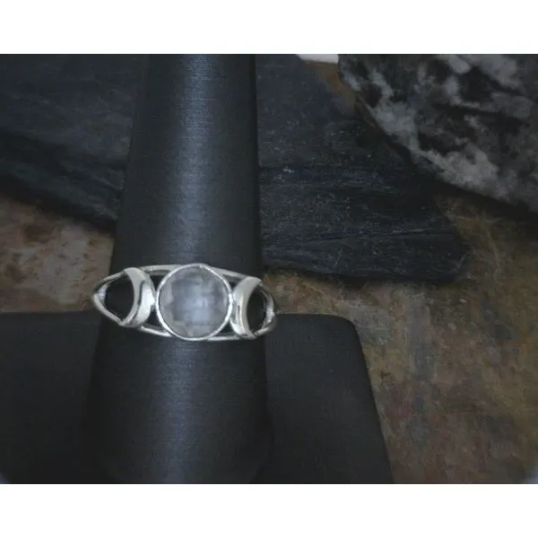 Sterling Trimoon with Rose Quartz Ring Size 10 Vulcan's Forge LLC Kansas City, MO