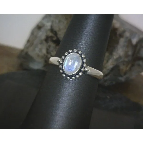 Moonstone with Ball Detail Ring Size 7.5 Vulcan's Forge LLC Kansas City, MO