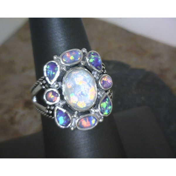 Sterling Opal and Quarts Ring Size 8 Vulcan's Forge LLC Kansas City, MO