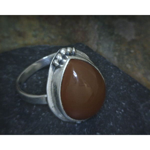 Sterling Carnelian Teardrop with Dots Ring Size 7.5 Image 2 Vulcan's Forge LLC Kansas City, MO