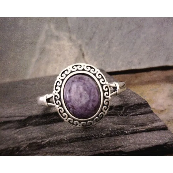 Silver Scroll Bezel Set Charoite Vulcan's Forge LLC Kansas City, MO
