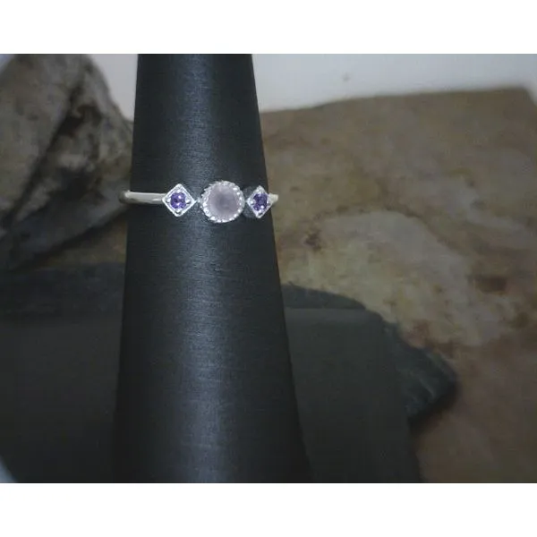 Sterling Rose Quarts and Amethyst Ring Size 8 Vulcan's Forge LLC Kansas City, MO