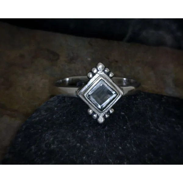 Sterling Silver Aquamarine Angled Square Ring Vulcan's Forge LLC Kansas City, MO