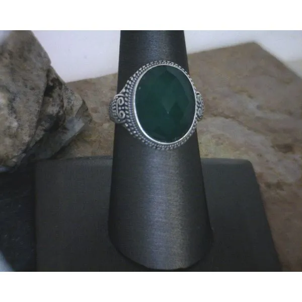 Sterling Faceted Emerald Ring Size 9 Vulcan's Forge LLC Kansas City, MO