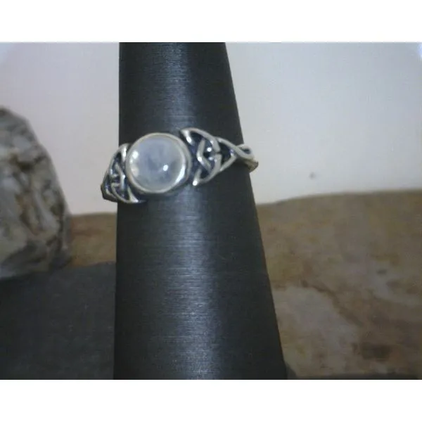 Sterling Celtic Knotwork with Moonstone Ring Size 4 Vulcan's Forge LLC Kansas City, MO