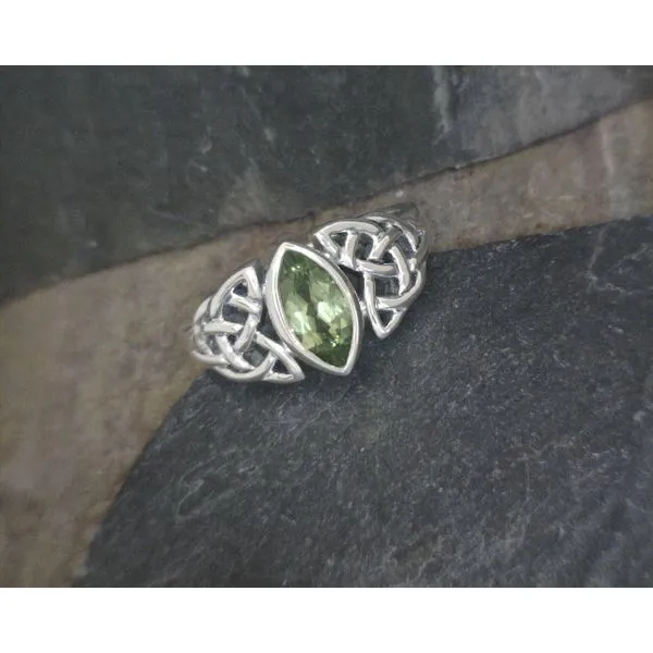 Sterling Silver Marquis Peridot Trinity Knot Ring Vulcan's Forge LLC Kansas City, MO