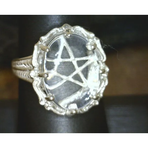 Sterling Pentagram w/ White Quartz Ring 11 Vulcan's Forge LLC Kansas City, MO