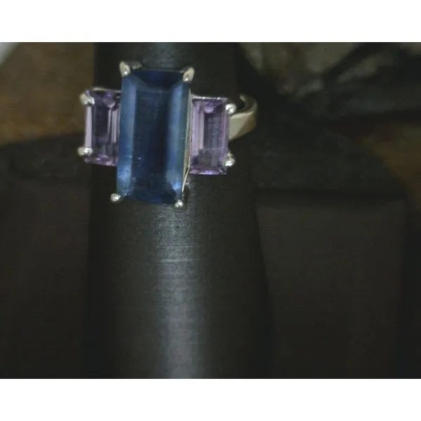 Sterling Three Stone with Amethyst and Apatite Ring Size 9 Vulcan's Forge LLC Kansas City, MO