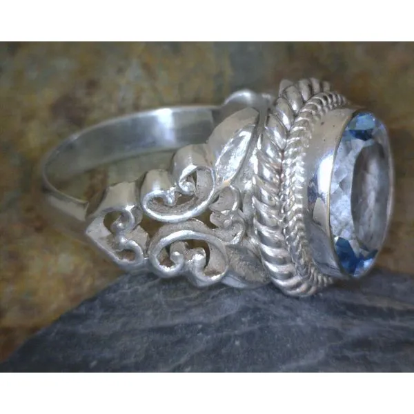 SS Leaf & Scroll Blue Topaz Image 2 Vulcan's Forge LLC Kansas City, MO