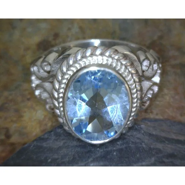 SS Leaf & Scroll Blue Topaz Vulcan's Forge LLC Kansas City, MO