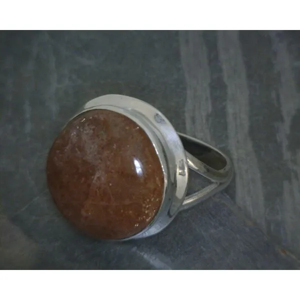 SS Round Cabochon Sunstone Ring Sz 8 Vulcan's Forge LLC Kansas City, MO
