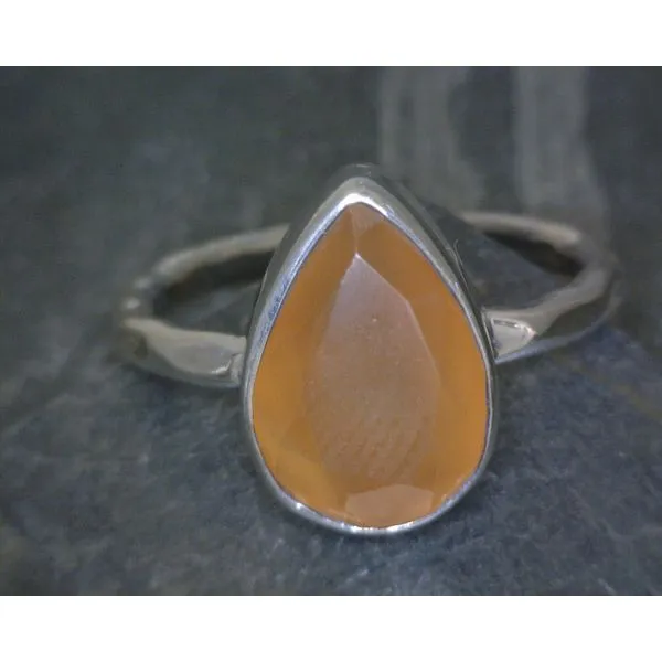SS Pear Cut Carnelian With Hammered Band Sz6 Vulcan's Forge LLC Kansas City, MO