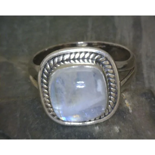 SS Cab Moonstone W rope edge R Sz9.5 Vulcan's Forge LLC KANSAS CITY, MO