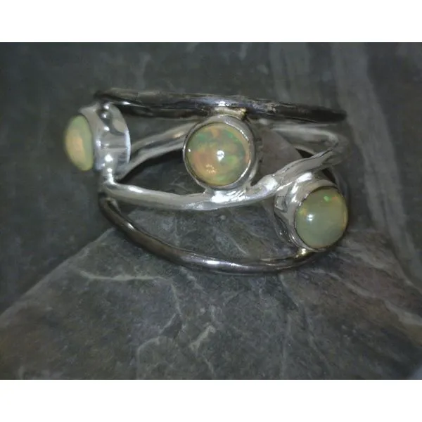 SS Ethiopian Opal With Oxidized Bands Vulcan's Forge LLC Kansas City, MO