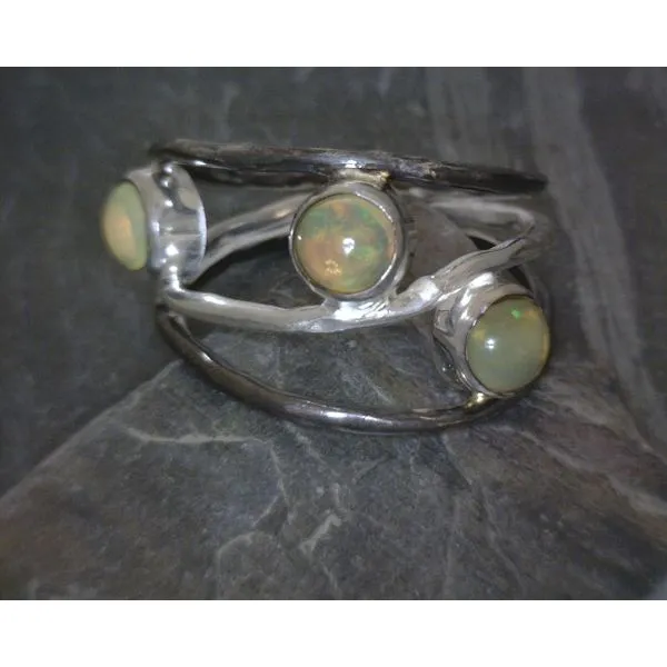 SS Ethiopian Opal With Oxidized Bands Vulcan's Forge LLC Kansas City, MO