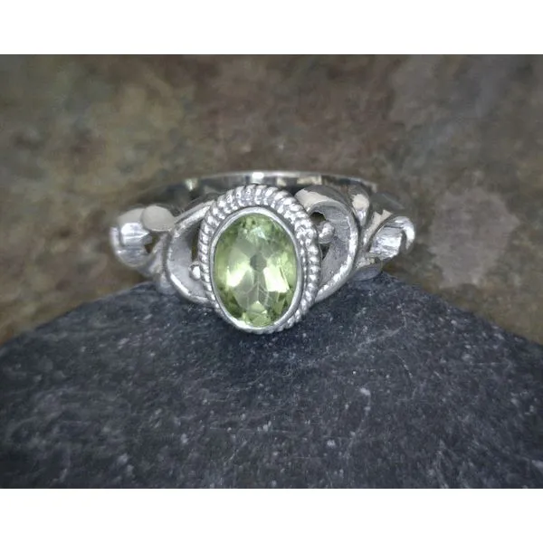 Sterling Silver Scroll Oval Peridot Ring Vulcan's Forge LLC KANSAS CITY, MO