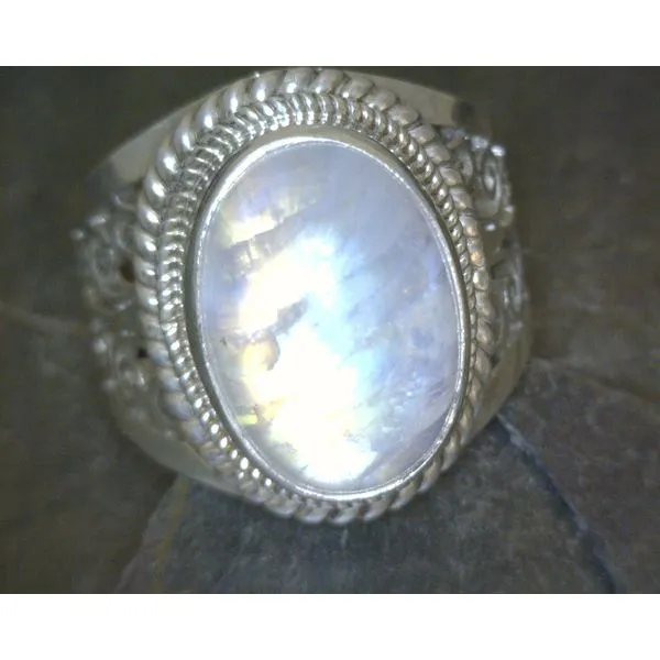 Rainbow Moonstone Ring in Filligree Mounting Vulcan's Forge LLC KANSAS CITY, MO