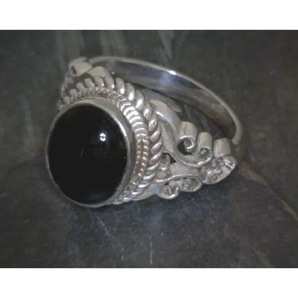 Cab Black Star Diopside in a Filigree Mounting Vulcan's Forge LLC KANSAS CITY, MO