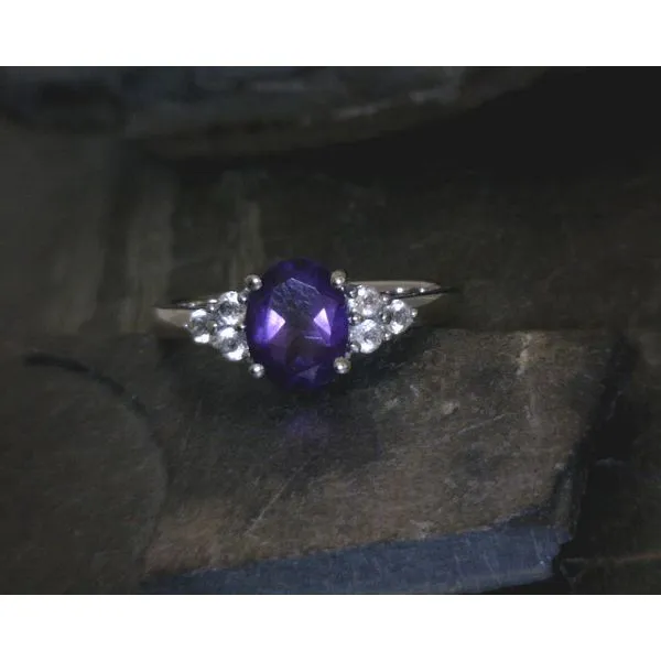 SS Oval Cut Amethyst With White Topaz Accent Ring Vulcan's Forge LLC KANSAS CITY, MO