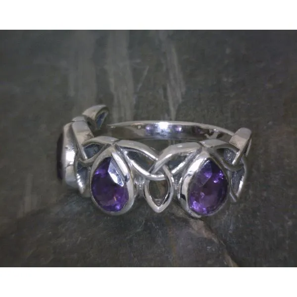 SS Three Stone Pear Amethyst W Trinity Knot Ring Vulcan's Forge LLC KANSAS CITY, MO