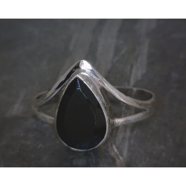 SS Bz Pear Black Tourmaline W Split Ring Vulcan's Forge LLC KANSAS CITY, MO