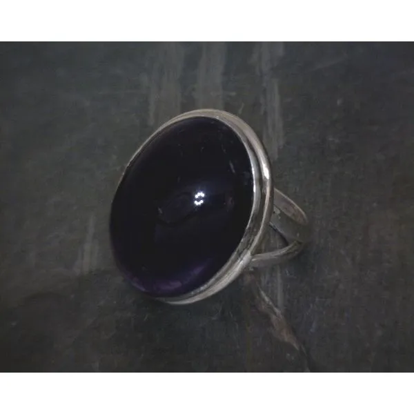 SS Bz Cab Oval Amethyst Split Ring Vulcan's Forge LLC KANSAS CITY, MO