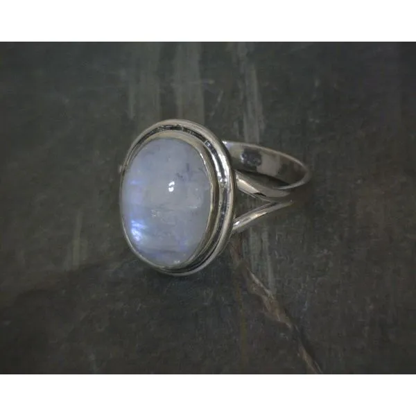 SS Bz Cab Oval Moonstone Split Ring Vulcan's Forge LLC KANSAS CITY, MO