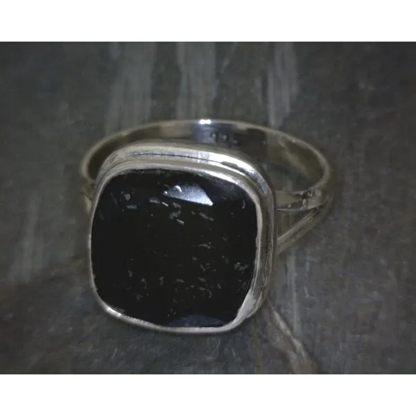 SS Bz Cushion Black Tourmaline Split Ring Vulcan's Forge LLC KANSAS CITY, MO