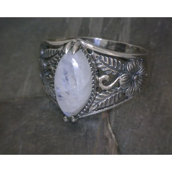 SS Cab Marque Moonstone W Flower & Leaf Band Vulcan's Forge LLC KANSAS CITY, MO