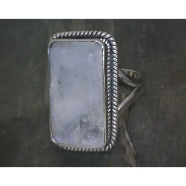 SS Bz Rectangular Moonstone W Rope Edge & Split Band Vulcan's Forge LLC KANSAS CITY, MO