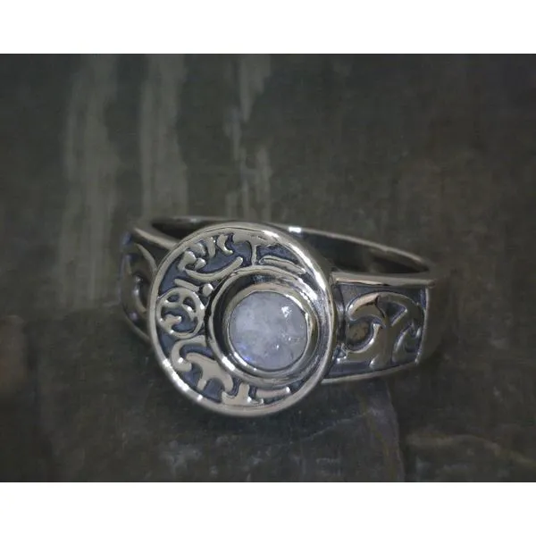 SS Moonstone W Crescent Moon & Scroll Work Vulcan's Forge LLC KANSAS CITY, MO