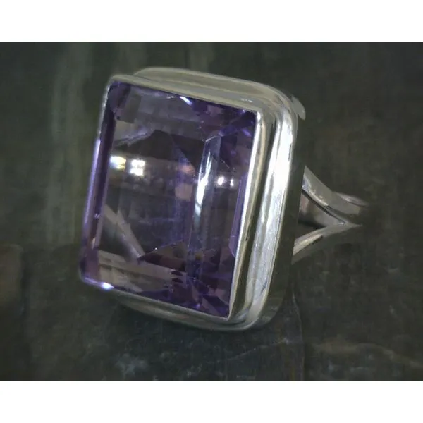 SS Bz Rectangular Amethyst W Split Band Vulcan's Forge LLC KANSAS CITY, MO