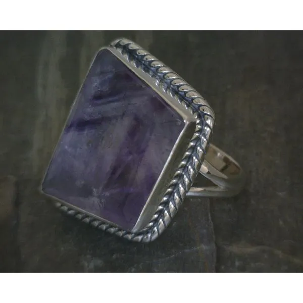 SS Bz Faceted Amethyst W Rope Edge & Split Band Vulcan's Forge LLC KANSAS CITY, MO