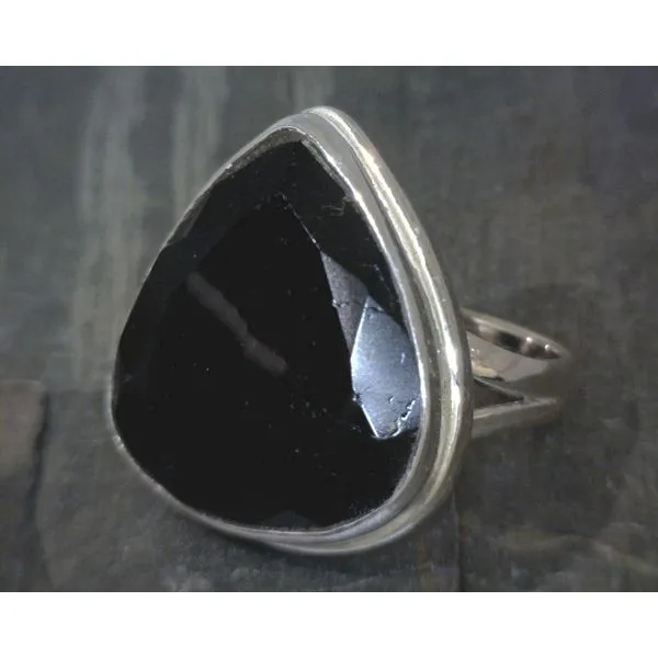 SS Bz Pear Black Tourmaline W Split Band Vulcan's Forge LLC Kansas City, MO
