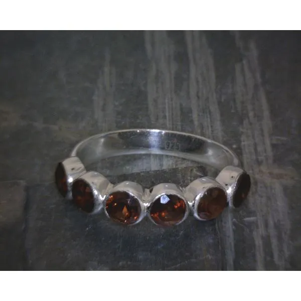 SS Bz CIrcle 6 Stone Garnet Ring Vulcan's Forge LLC KANSAS CITY, MO