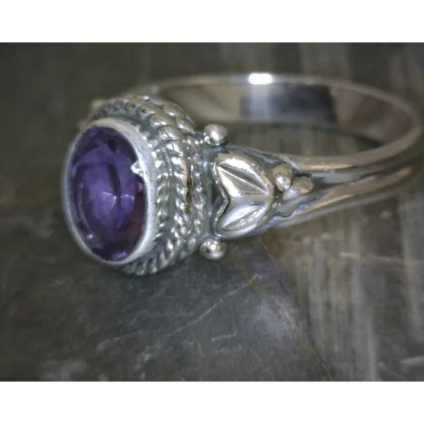 SS Bz Oval Amethyst W/ Rope And Leaf Detail Band Vulcan's Forge LLC KANSAS CITY, MO