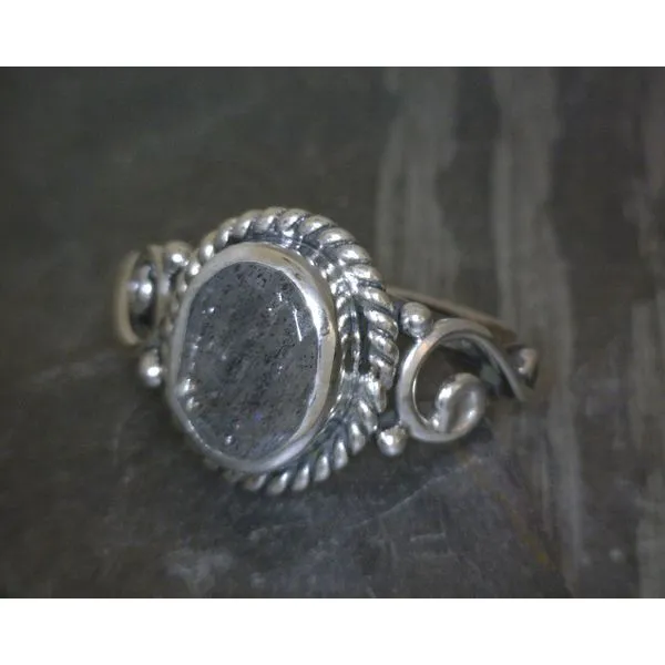 SS Bz Oval Labradorite W Rope Edge & Scroll Band Vulcan's Forge LLC KANSAS CITY, MO