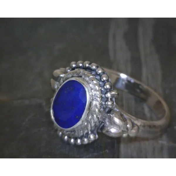 SS Bz Oval Lapis Rope & Leaf Edge Ring Vulcan's Forge LLC KANSAS CITY, MO