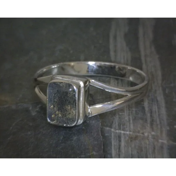SS Bz Emerald Cut Labradorite W/ Split Band Vulcan's Forge LLC KANSAS CITY, MO