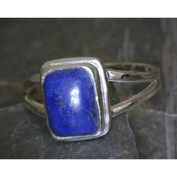 SS Bz Rectangle Cab Lapis W/ Split Band Vulcan's Forge LLC KANSAS CITY, MO