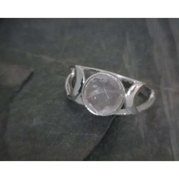 SS Bz Rose Quartz Three Moon Band Sz 7 Vulcan's Forge LLC KANSAS CITY, MO