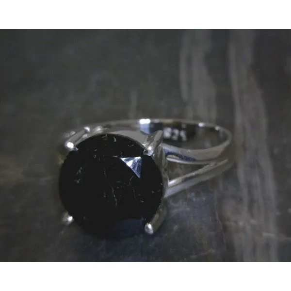 SS Faceted Circle Black Tourmaline Split Band Vulcan's Forge LLC KANSAS CITY, MO