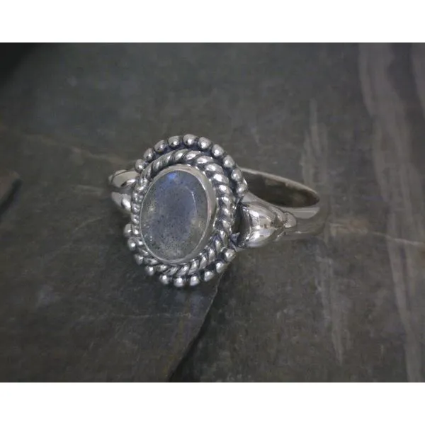 SS Bz Lapis  W/ Rope And Leaf Detail Band SZ 9 Vulcan's Forge LLC KANSAS CITY, MO