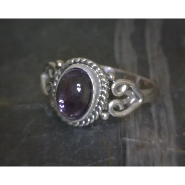 SS BZ Amethyst W Rope & Scroll Heart Band Vulcan's Forge LLC KANSAS CITY, MO