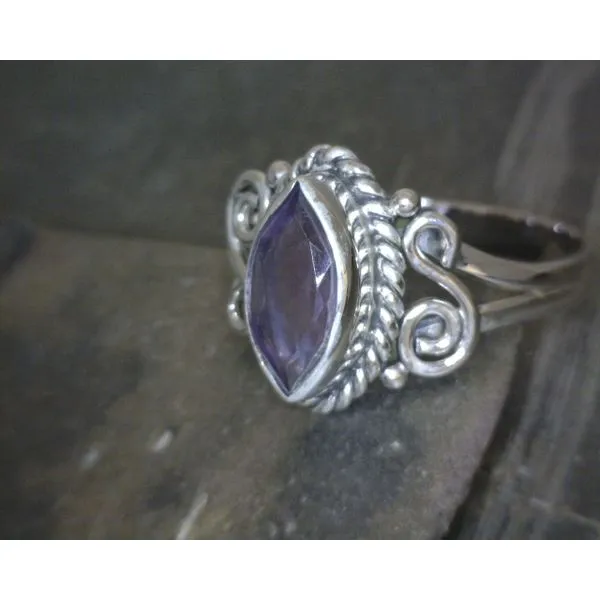 SS BZ Marquis Amethyst Rope & Scroll Split Band Sz8 Vulcan's Forge LLC KANSAS CITY, MO