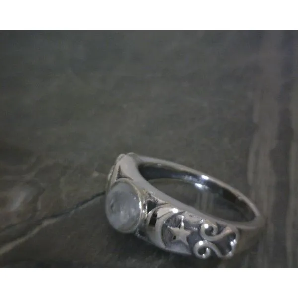 SS BZ Moonstone W/ Moon &Star Raised Detail Band Sz6 Vulcan's Forge LLC KANSAS CITY, MO