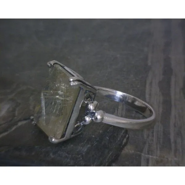 SS Emerald Cut Black Tourmaline Cutout Detail Ring SZ6 Vulcan's Forge LLC KANSAS CITY, MO