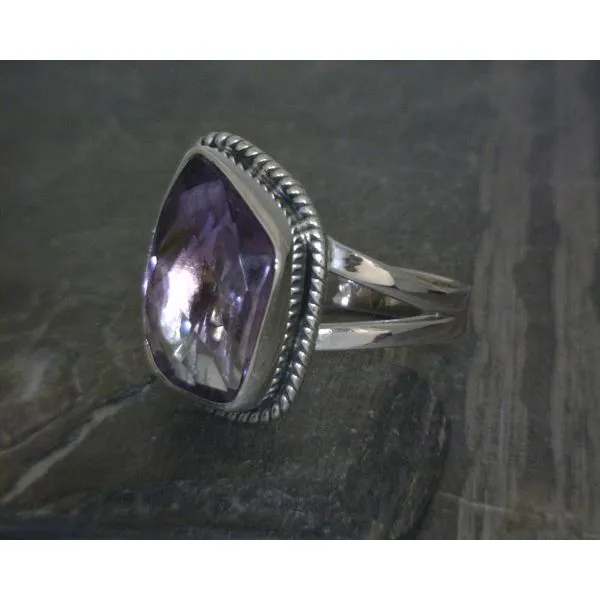 SS BZ Free Form Amethyst W/ Rope Detail Ring SZ 10 Vulcan's Forge LLC KANSAS CITY, MO