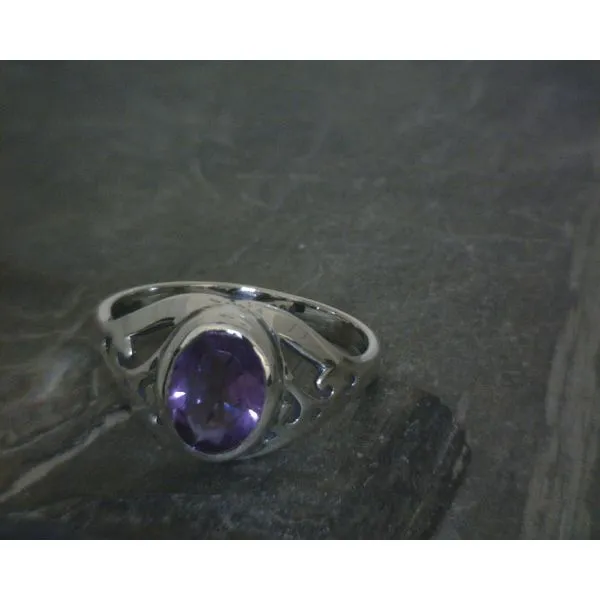 SS BZ Oval Amethyst W/ Cutout Band SZ7 Vulcan's Forge LLC KANSAS CITY, MO